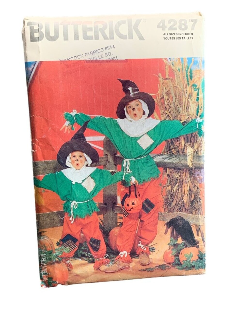 Butterick 4287 Children's Scarecrow Costume Sewing Pattern Size 4 5 6 7 8 10 12